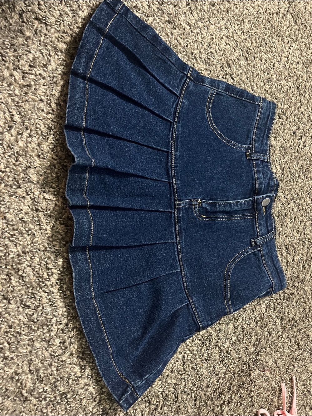 SHEIN Dark Blue Pleated Denim Mini Skirt